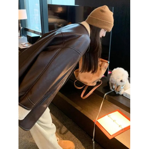 胖mm300斤大碼復古羊羔毛外套女秋冬寬松撞色加厚皮毛一體機車服 胖mm300斤大碼復古羊羔毛外套女秋冬寬松撞色加厚皮毛一體機車服