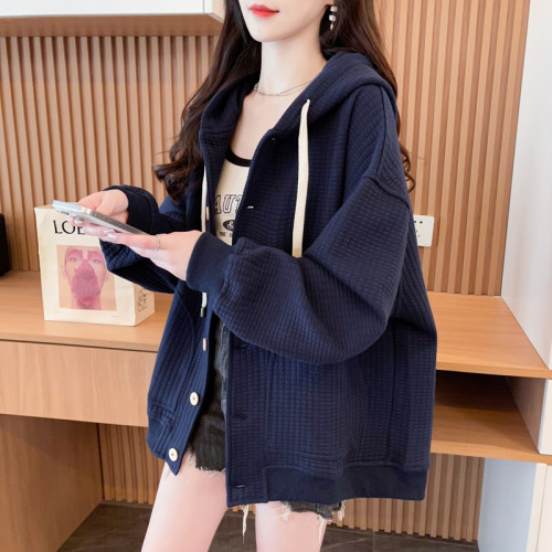 美式高街開衫連帽衛衣女士春秋款胖mm大碼時尚洋氣高級感格子外套 美式高街開衫連帽衛衣女士春秋款胖mm大碼時尚洋氣高級感格子外套