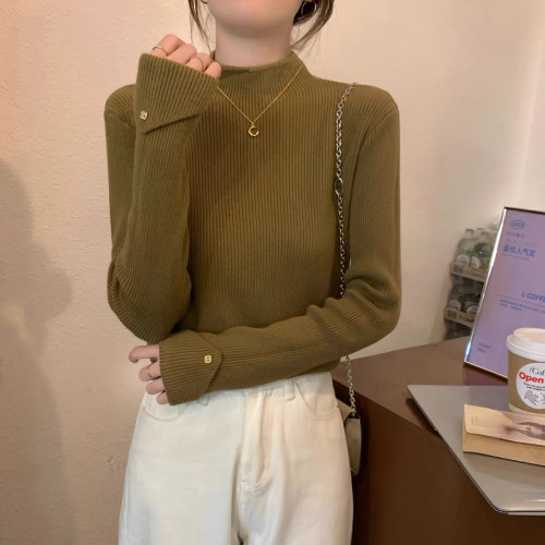 高級感內搭毛衣打底衫女春秋2025新款半高領長袖修身針織百搭上衣