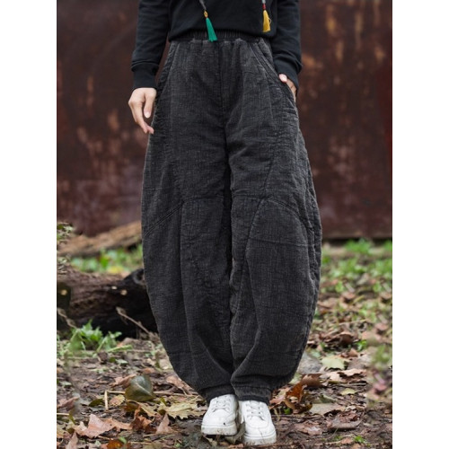 棉麻夾棉褲子女冬季中式禪意太極褲加厚保暖打坐褲加棉國風燈籠褲 棉麻夾棉褲子女冬季中式禪意太極褲加厚保暖打坐褲加棉國風燈籠褲