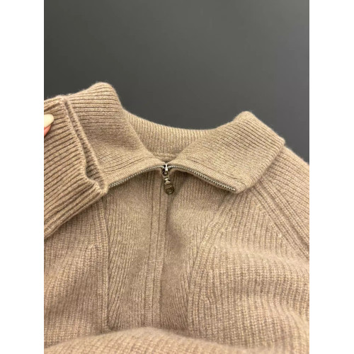 駝色浣熊絨高領半拉鍊套頭毛衣女秋冬季慵懶風加厚內搭打底針織衫