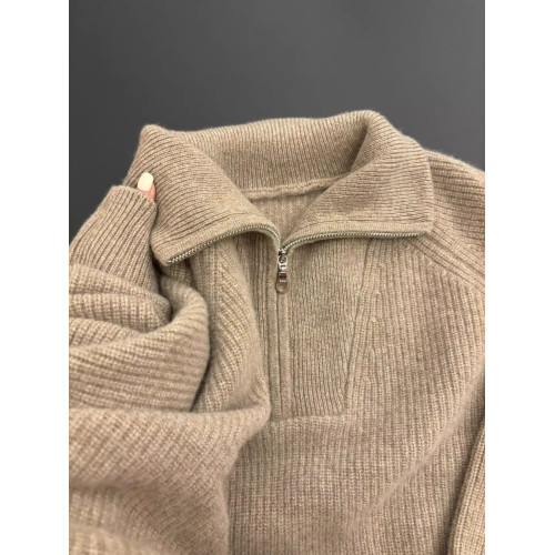 駝色浣熊絨高領半拉鍊套頭毛衣女秋冬季慵懶風加厚內搭打底針織衫