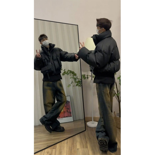 美式復古cleanfit短款棉服男冬季輕薄立領羽絨服vibe高街棉衣外套 美式復古cleanfit短款棉服男冬季輕薄立領羽絨服vibe高街棉衣外套