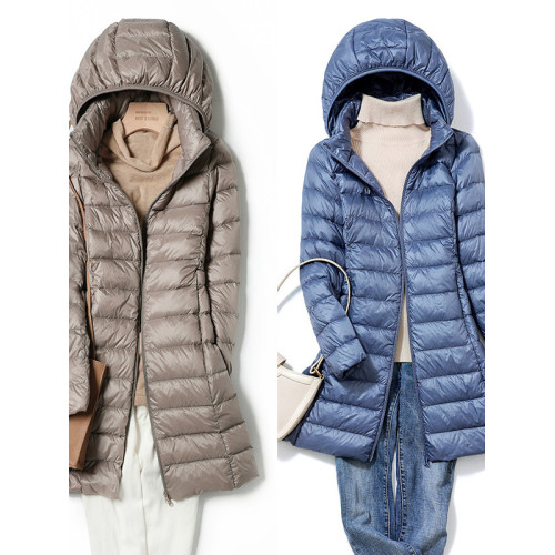 優品羽絨服女中長款2025新款冬季輕薄保暖白鴨絨外套修身連帽大碼 優品羽絨服女中長款2025新款冬季輕薄保暖白鴨絨外套修身連帽大碼