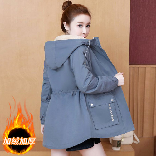 時尚加絨風衣外套女秋冬中長款2025新款韓版休閒保暖棉衣派克棉服 時尚加絨風衣外套女秋冬中長款2025新款韓版休閒保暖棉衣派克棉服