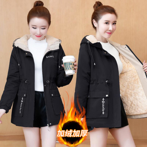 時尚加絨風衣外套女秋冬中長款2025新款韓版休閒保暖棉衣派克棉服 時尚加絨風衣外套女秋冬中長款2025新款韓版休閒保暖棉衣派克棉服