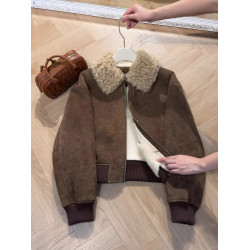 小衆韓系休閒高級感復古短款羊羔毛外套女冬季寬松顯瘦保暖洋氣潮