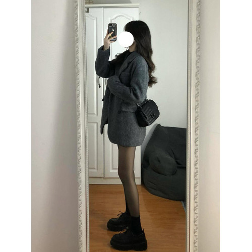 毛呢外套女短款小個子2024新款秋冬季高級感西裝赫本風厚呢子大衣