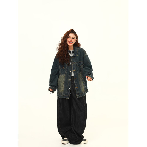 野生阿子秋冬美式復古街頭水洗復古藍牛仔外套男女百搭情侶夾克潮