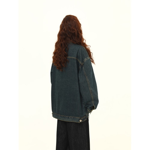 野生阿子秋冬美式復古街頭水洗復古藍牛仔外套男女百搭情侶夾克潮