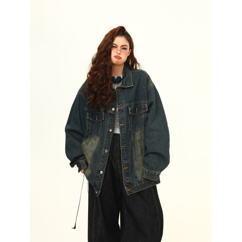 野生阿子秋冬美式復古街頭水洗復古藍牛仔外套男女百搭情侶夾克潮