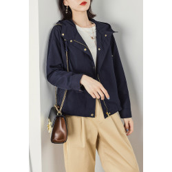 出日本專櫃多餘 23春新chao百搭帥氣金色釦短款帶帽防曬衣外套