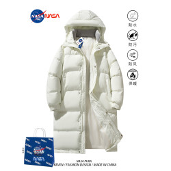 NASA聯名黑金棉服男女中長款寬松冬季加厚羽絨棉衣高級感情侶外套