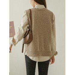 毛衣馬甲女背心搭配襯衫2025新款打底內搭曡穿上衣春秋v領針織衫