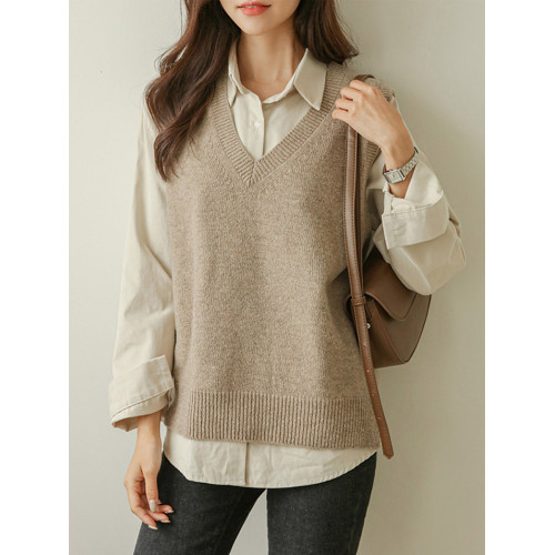 毛衣馬甲女背心搭配襯衫2025新款打底內搭曡穿上衣春秋v領針織衫