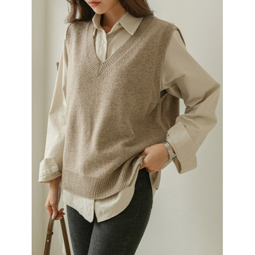 毛衣馬甲女背心搭配襯衫2025新款打底內搭曡穿上衣春秋v領針織衫