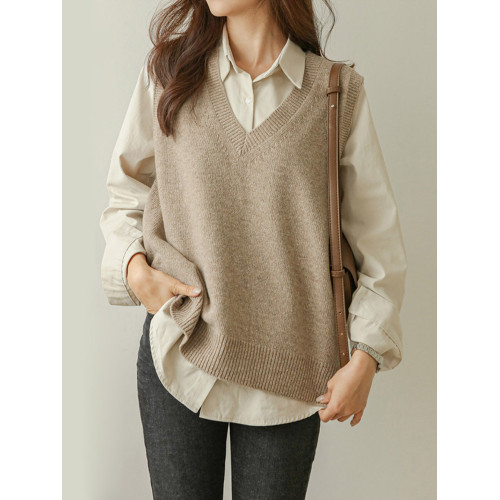 毛衣馬甲女背心搭配襯衫2025新款打底內搭曡穿上衣春秋v領針織衫