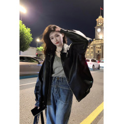 棕色pu皮衣外套女2025春秋港風爆款美拉德機車小個子加厚夾克棉服