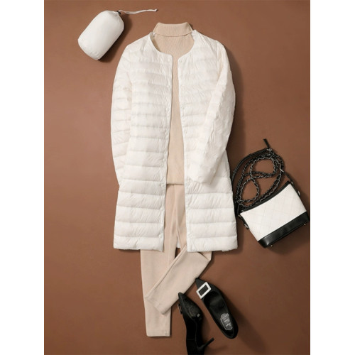 日本優衣秋冬中長款輕薄羽絨內膽長袖女圓領V領白鴨絨內搭羽絨服 日本優衣秋冬中長款輕薄羽絨內膽長袖女圓領V領白鴨絨內搭羽絨服