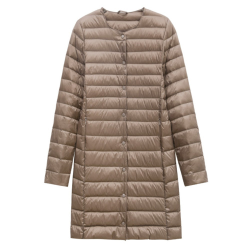 日本優衣秋冬中長款輕薄羽絨內膽長袖女圓領V領白鴨絨內搭羽絨服 日本優衣秋冬中長款輕薄羽絨內膽長袖女圓領V領白鴨絨內搭羽絨服