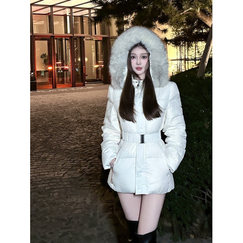 大毛領羽絨服女中長款2025冬季收腰顯瘦加厚保暖連帽90白鴨絨外套 大毛領羽絨服女中長款2025冬季收腰顯瘦加厚保暖連帽90白鴨絨外套