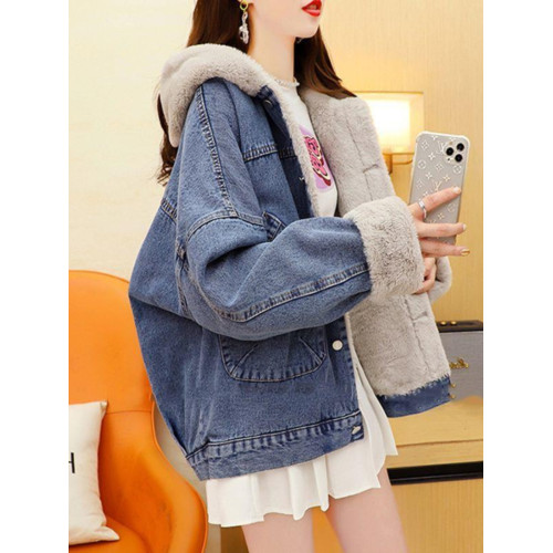 牛仔外套女秋冬加絨加厚抖音爆款寬松保暖牛仔衣女裝夾克棉衣襖子 牛仔外套女秋冬加絨加厚抖音爆款寬松保暖牛仔衣女裝夾克棉衣襖子