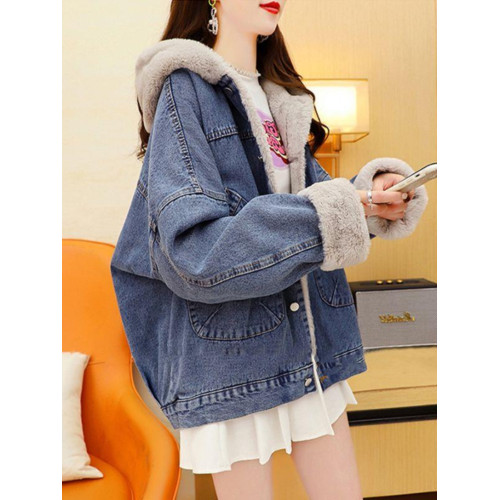 牛仔外套女秋冬加絨加厚抖音爆款寬松保暖牛仔衣女裝夾克棉衣襖子 牛仔外套女秋冬加絨加厚抖音爆款寬松保暖牛仔衣女裝夾克棉衣襖子