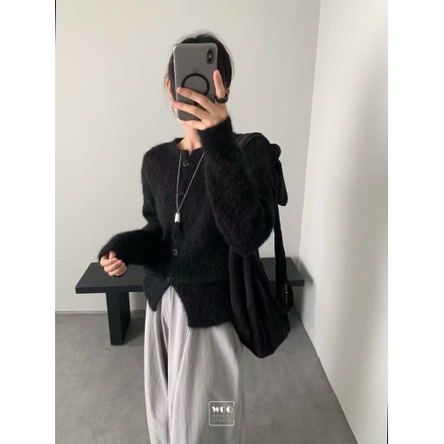 Exclusive type 秋冬韓系慵懶簡約系釦百搭長袖針織衫開衫毛衣女