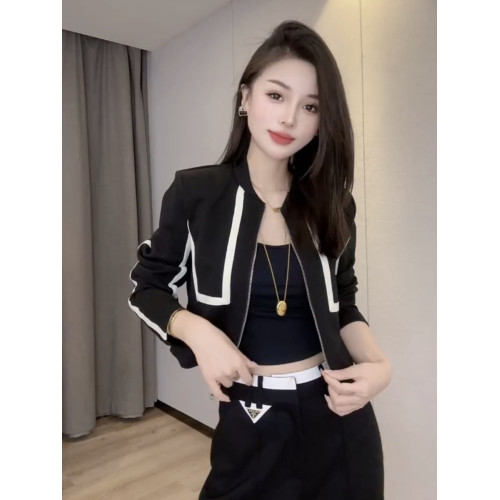 短款外套2024春秋新款女洋氣顯瘦拼接立領百搭棒球服夾克上衣 短款外套2024春秋新款女洋氣顯瘦拼接立領百搭棒球服夾克上衣