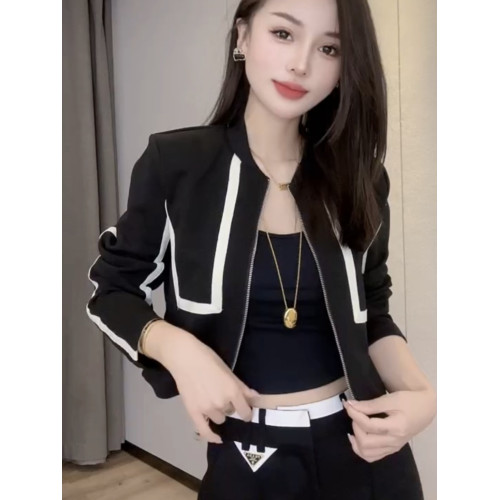 短款外套2024春秋新款女洋氣顯瘦拼接立領百搭棒球服夾克上衣 短款外套2024春秋新款女洋氣顯瘦拼接立領百搭棒球服夾克上衣