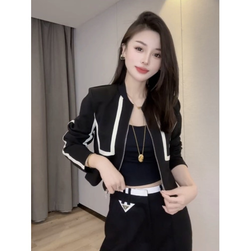 短款外套2024春秋新款女洋氣顯瘦拼接立領百搭棒球服夾克上衣 短款外套2024春秋新款女洋氣顯瘦拼接立領百搭棒球服夾克上衣