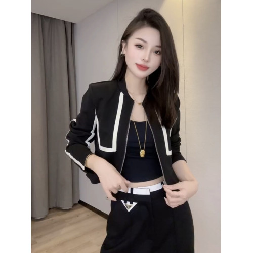 短款外套2024春秋新款女洋氣顯瘦拼接立領百搭棒球服夾克上衣 短款外套2024春秋新款女洋氣顯瘦拼接立領百搭棒球服夾克上衣