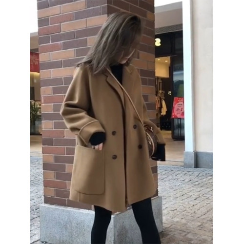 2025秋冬季新款駝色大衣小個子韓系寬松呢子西裝高級感短毛呢外套 2025秋冬季新款駝色大衣小個子韓系寬松呢子西裝高級感短毛呢外套
