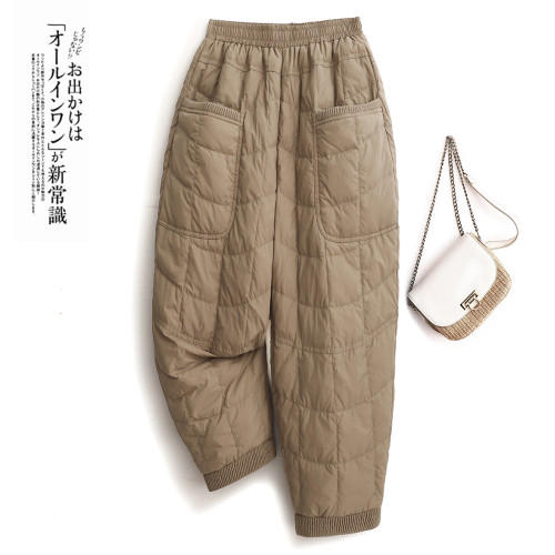 時尚洋氣棉褲女外穿冬季通勤簡約加棉休閒哈倫褲顯瘦媽媽長褲 時尚洋氣棉褲女外穿冬季通勤簡約加棉休閒哈倫褲顯瘦媽媽長褲