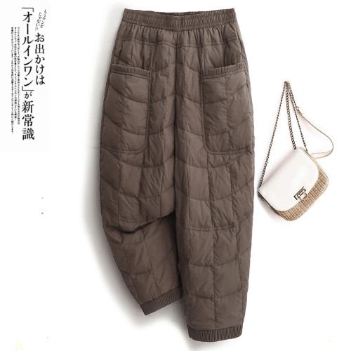 時尚洋氣棉褲女外穿冬季通勤簡約加棉休閒哈倫褲顯瘦媽媽長褲 時尚洋氣棉褲女外穿冬季通勤簡約加棉休閒哈倫褲顯瘦媽媽長褲