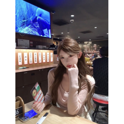 氣質粉色假兩件蕩領長袖針織t恤女秋冬季純欲修身絕美超好看上衣