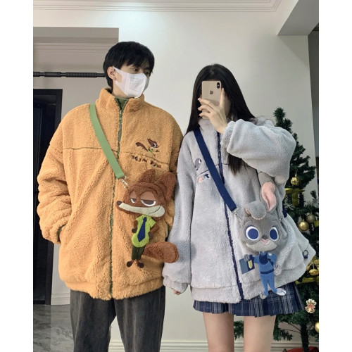森女日系加絨加厚瘋狂動物城閨蜜裝棉服萌趣設計感外套 硃迪尼克 森女日系加絨加厚瘋狂動物城閨蜜裝棉服萌趣設計感外套 硃迪尼克