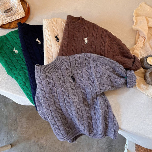 中小兒2024童毛衣布呐呐秋季新品男女寶寶純色刺綉寶寶絞花毛線衫 中小兒2024童毛衣布呐呐秋季新品男女寶寶純色刺綉寶寶絞花毛線衫