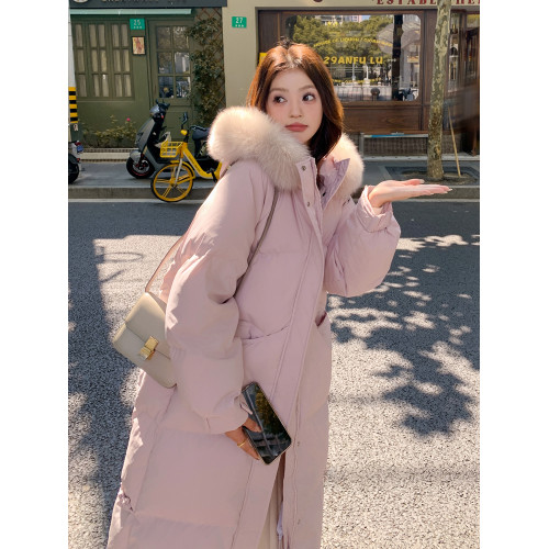 粉色長款羽絨服女2025新款冬季毛領加厚過膝巨好看的冬裝外套女款 粉色長款羽絨服女2025新款冬季毛領加厚過膝巨好看的冬裝外套女款