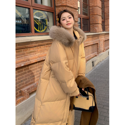 粉色長款羽絨服女2025新款冬季毛領加厚過膝巨好看的冬裝外套女款 粉色長款羽絨服女2025新款冬季毛領加厚過膝巨好看的冬裝外套女款