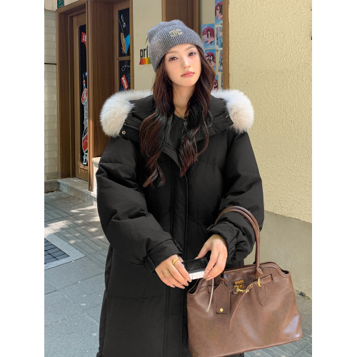 粉色長款羽絨服女2025新款冬季毛領加厚過膝巨好看的冬裝外套女款 粉色長款羽絨服女2025新款冬季毛領加厚過膝巨好看的冬裝外套女款