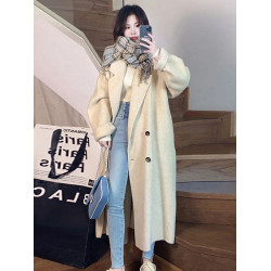 燕麥色呢子大衣女2025秋冬季新款高級感小個子羽絨內膽羊毛呢外套