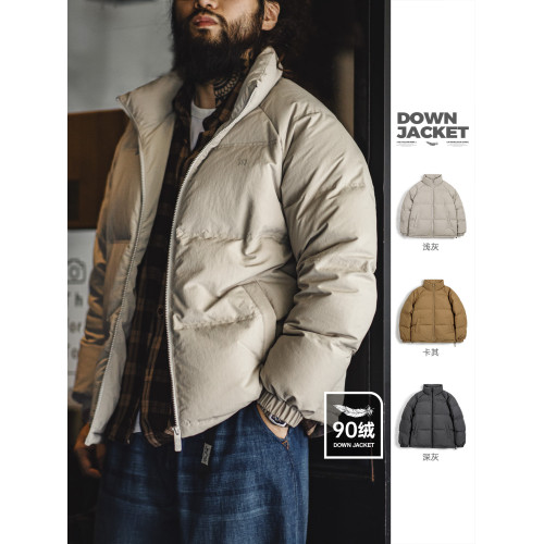 馬登工裝美式休閒立領90白鴨絨羽絨服戶外短款麵包服保暖外套男冬 馬登工裝美式休閒立領90白鴨絨羽絨服戶外短款麵包服保暖外套男冬