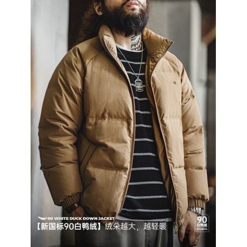 馬登工裝美式休閒立領90白鴨絨羽絨服戶外短款麵包服保暖外套男冬 馬登工裝美式休閒立領90白鴨絨羽絨服戶外短款麵包服保暖外套男冬