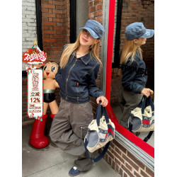 川川也美式做舊修身牛仔夾克外套女復古短款春秋新款上衣cleanfit