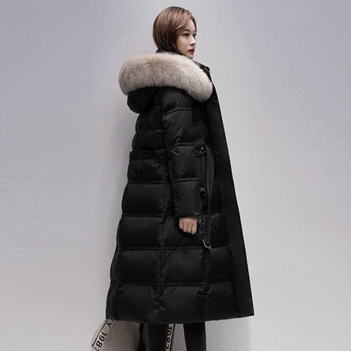 真狐狸毛領羽絨服女2025年爆款新款收腰顯瘦中長款過膝白鴨絨外套 真狐狸毛領羽絨服女2025年爆款新款收腰顯瘦中長款過膝白鴨絨外套