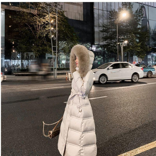 真狐狸毛領羽絨服女2025年爆款新款收腰顯瘦中長款過膝白鴨絨外套 真狐狸毛領羽絨服女2025年爆款新款收腰顯瘦中長款過膝白鴨絨外套