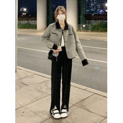 超好看小香風毛呢外套女春秋爆款大碼胖mm高級感夾棉短款呢子大衣