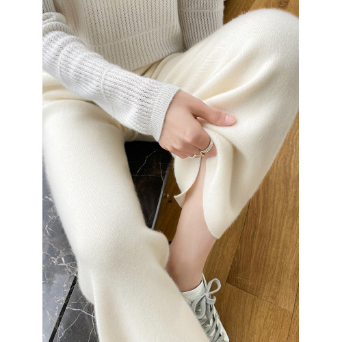 加厚羊毛濶腿褲女寬松加厚秋冬直筒拖地垂感羊絨白色休閒加長褲 加厚羊毛濶腿褲女寬松加厚秋冬直筒拖地垂感羊絨白色休閒加長褲