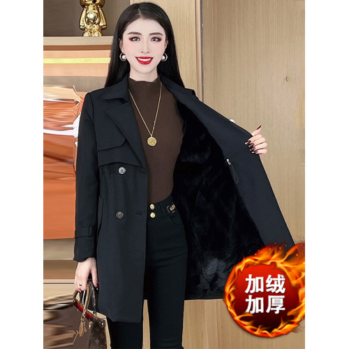 加絨加厚風衣女2024秋冬新款時髦洋氣顯瘦中長款小個子百搭厚外套 加絨加厚風衣女2024秋冬新款時髦洋氣顯瘦中長款小個子百搭厚外套